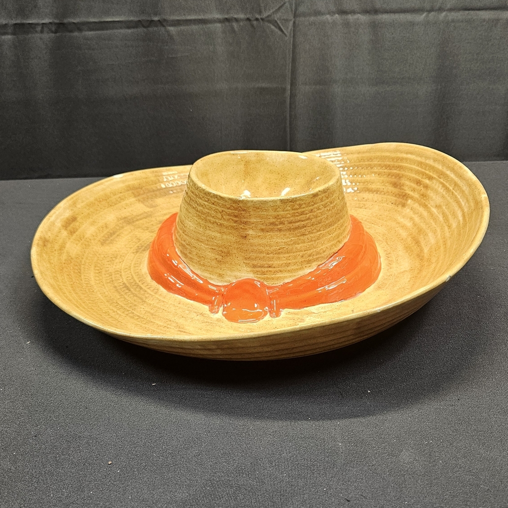 Metlox Sombrero/Cowboy Hat Chips and Dip Serving Dish Party Taco Tuesday